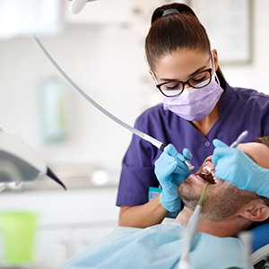 a patient attending a routine dental cleaning